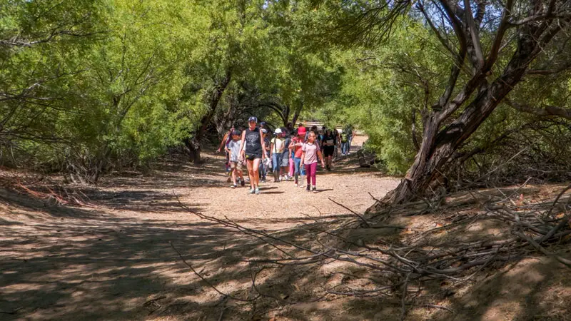 youth walking nature trail photo