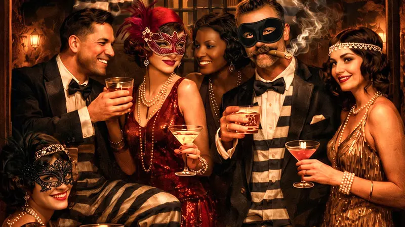 Party goers at The Wardens speakeasy at the Yuma Territorial Prison